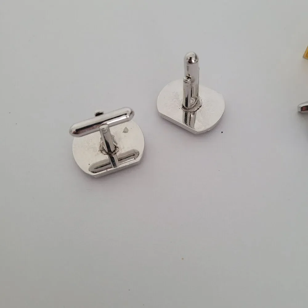 Pierre‎ Cardin Rykiel Valentino Gold Silver Black Tone Logo Cufflinks Lot Of 3